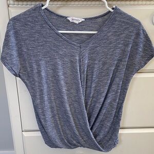 Athleta Heathered Blue V-Neck Twist Tee. XXS